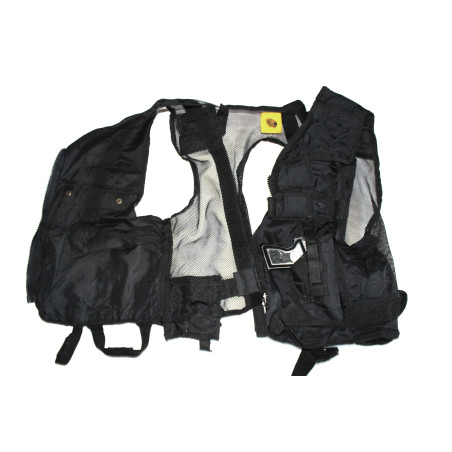 Gilet tactique avec dos aéré multi poches noir