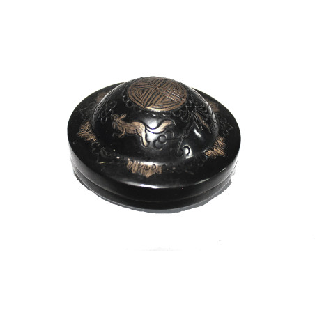 Boussole astrologique métal d'Asie du 19eme siècle gravures dorées ref 43