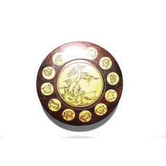 Boussole astrologique bois asiatique Le pêcheur à la ligne