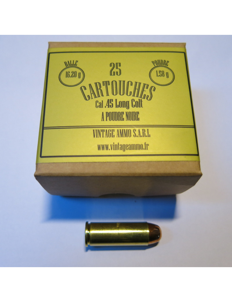 Boite de 25 cartouches calibre 45 long Colt poudre noire 