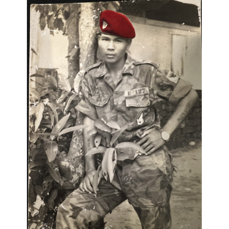 Photo originale soldats Para ARVN E-127 signée