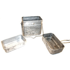 Set Gamelle gravée de l'armée française de 1939 en trois éléments gravée Marty et Louis