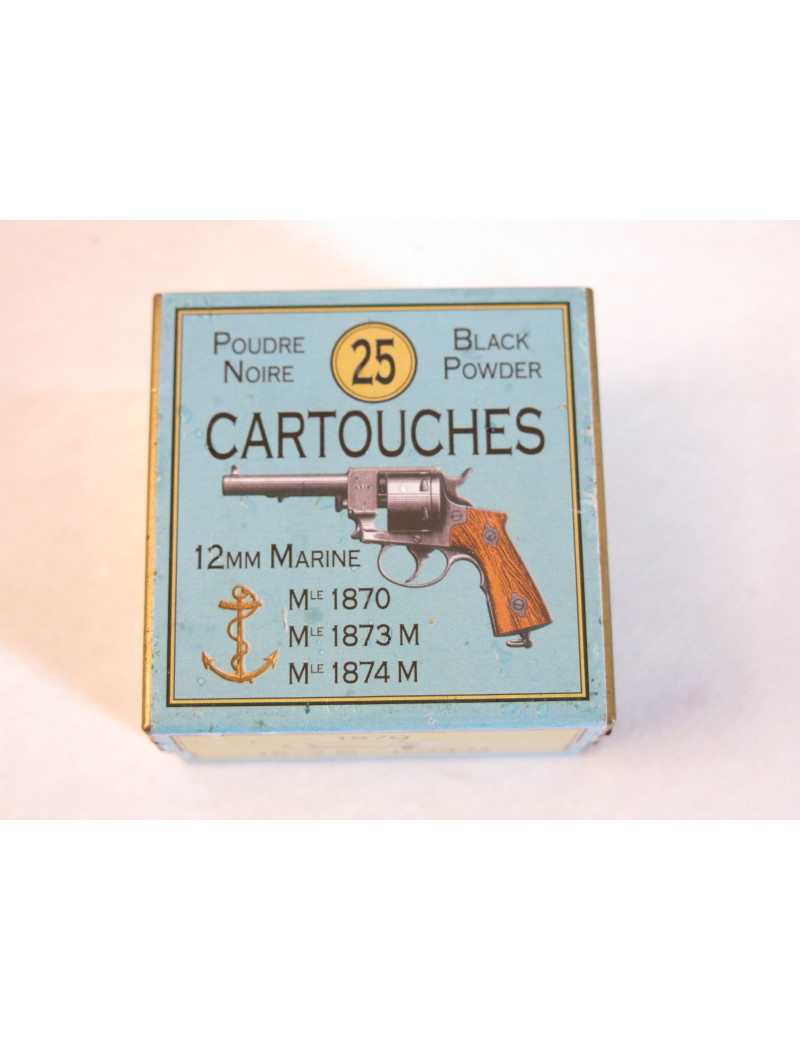 Boite de 25 cartouches revolver 12 mm poudre noire 