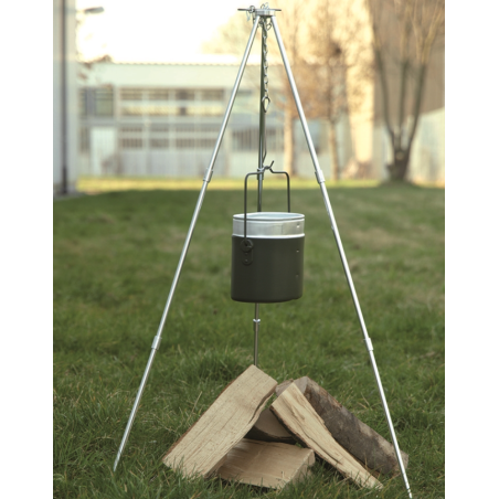 Trépied en Alu pour feu de camps avec crochet