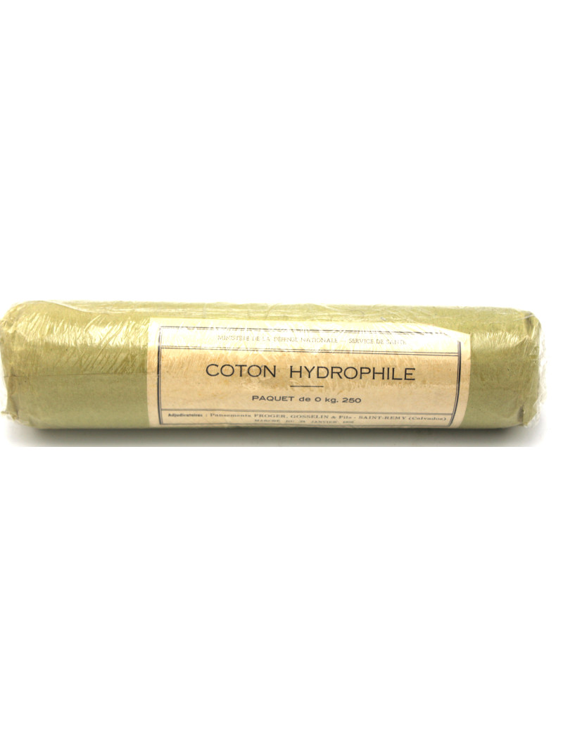 Paquet de coton Hydrophile de 250g du service de santé de l'armée française de 1956