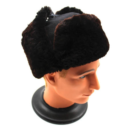 Ouchanka (chapka) marron et noire capitonnée