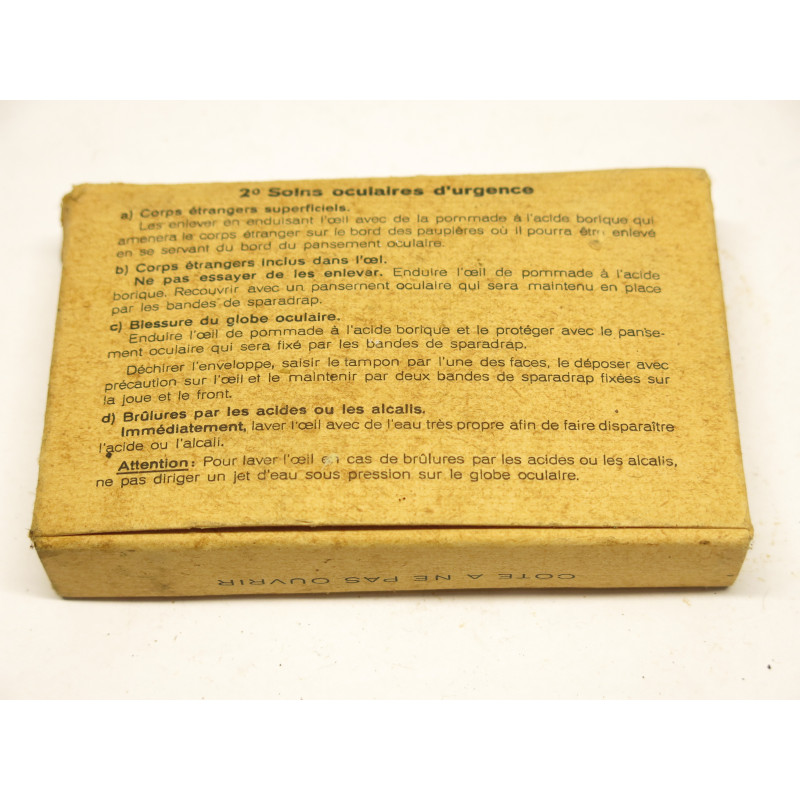 Boite carton pansement oculaire d'urgence Armée Francaise  ref 166 