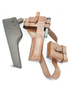 Etui-crosse Mauser Schnell 712 avec brelage M712 et Pochette en cuir