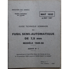 Guide Technique sommaire du Fusil semi Automatique de 7.5mm Mle 1946-56 MAT 1032
