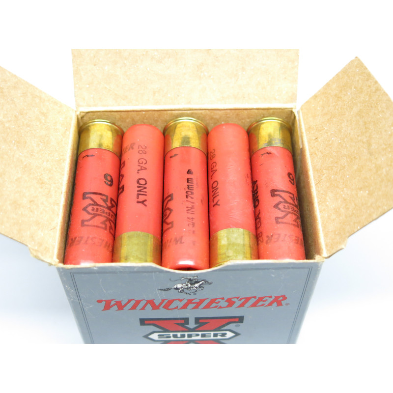 Boite de 25 cartouches Winchester super X  cal 28  hight brass  2 3/4  6 shot  