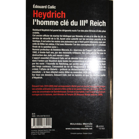 Livre Heydrich l'homme clé du IIIe Reich de Edouard Calic