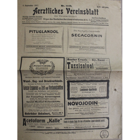 Journal Aerztliches Vereinsblatt Für Deutschland du 4 September 1917