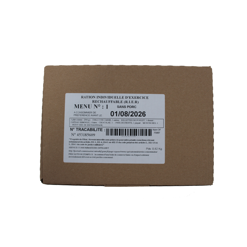 Ration de l'armée française Menu 1