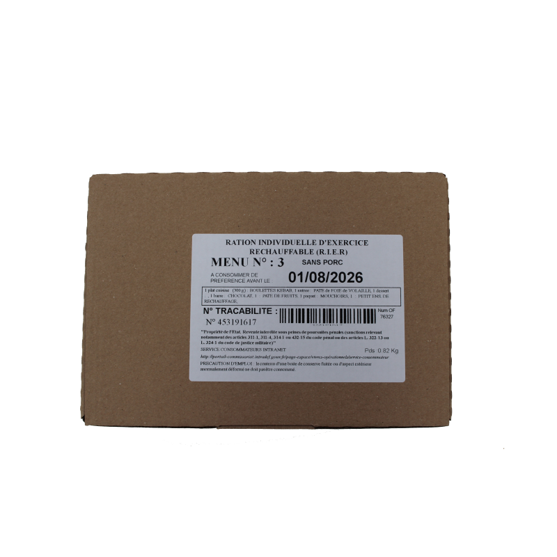 Ration de l'armée française Menu 3
