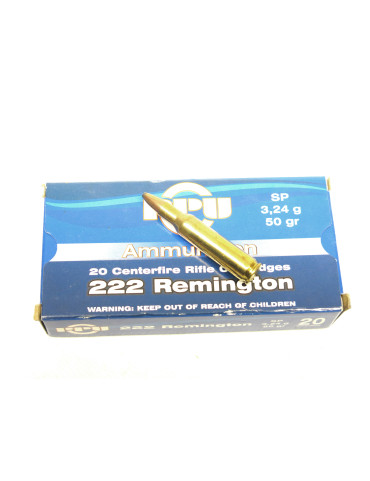 Boite de 20 cartouches 222 Remington PPU 50 Gr