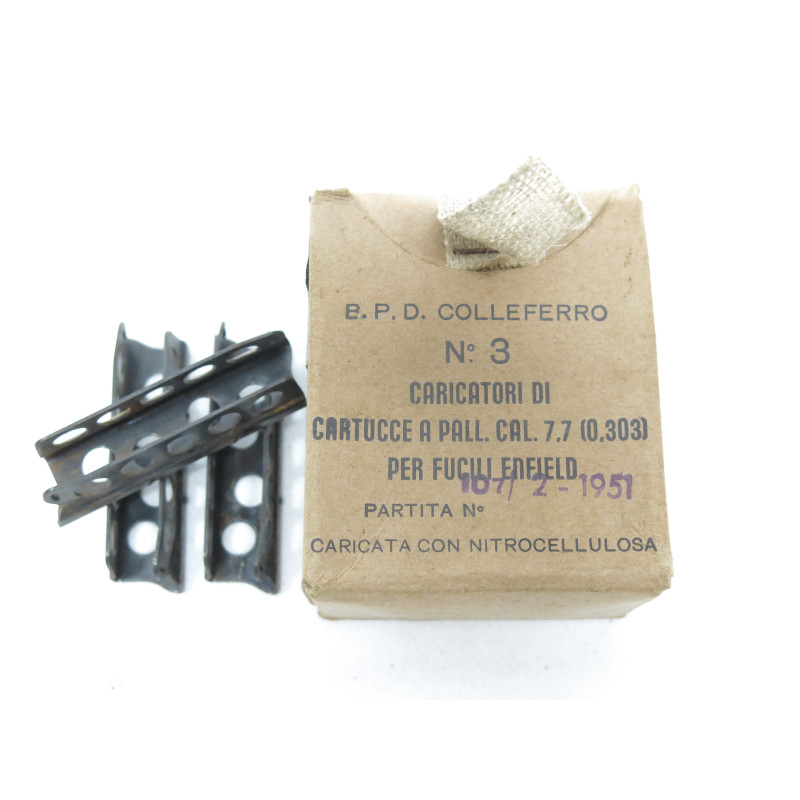 Boite de 3 clips originaux fusil Enfield neuf en boite d'origine Italie 1969