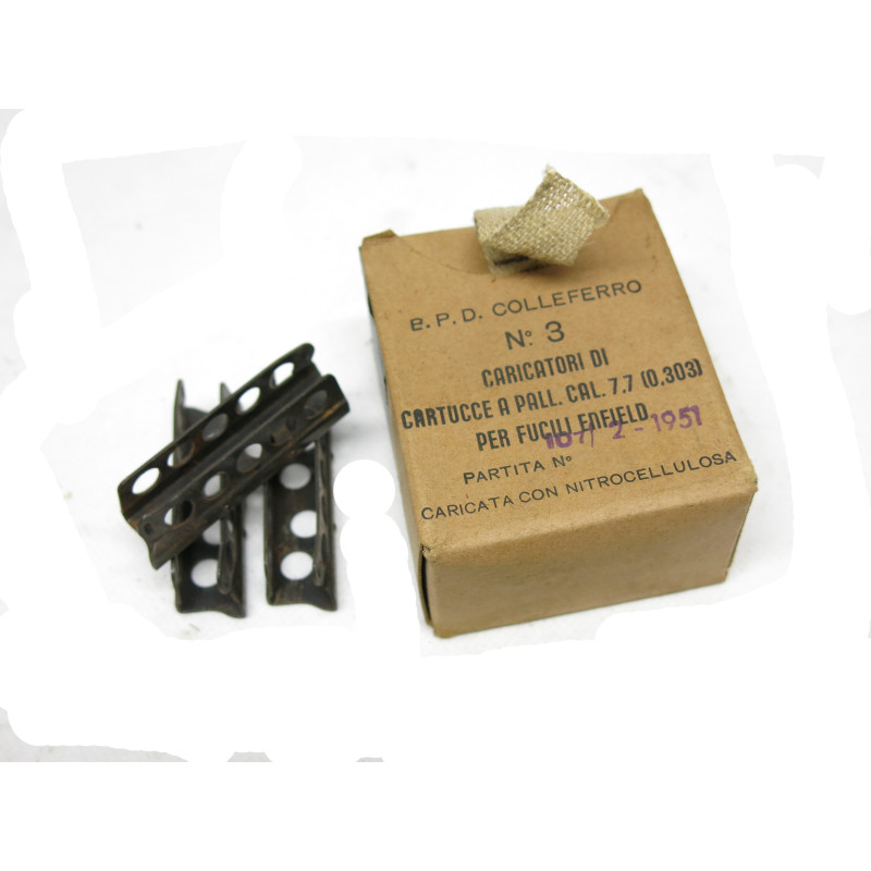 Boite de 3 clips originaux fusil Enfield neuf en boite d'origine Italie 1969