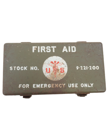 Boîte Originale US "First Aid - For emergency Use only" de véhicule WW2