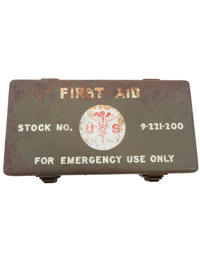 Boîte Originale US "First Aid - For emergency Use only" de véhicule WW2 empty