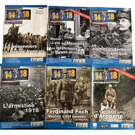 Lot de 4 revues 14-18 Le magazine de la Grande Guerre (43,44,45,46) et un Hors Série No 7 et No 8