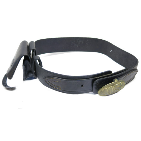 Ceinturon cuir noir US avec sacoche ref 669