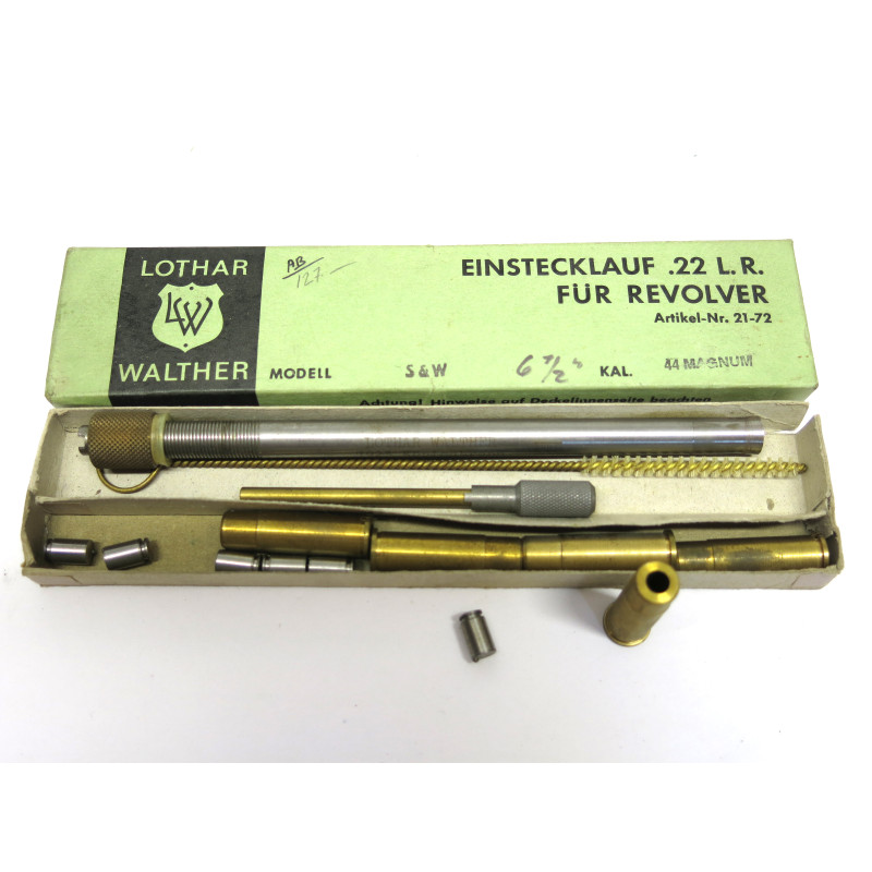 Tube reducteur rayé  Lothar Walther revolver calibre 44 magnum calibre 22 LR   ref 71 canon 6 pouces  1/2  ref 102 