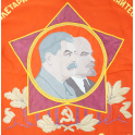 Drapeau de cérémonie Russe original à l'effigie de Staline et Lénine