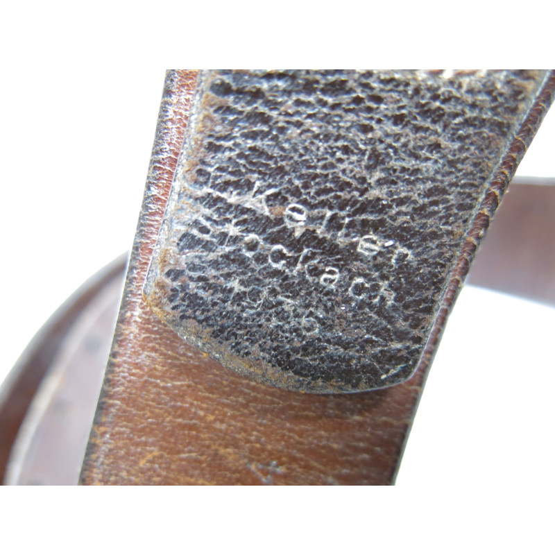 Ceinturon cuir Allemand original daté 1935 crochet alu  ref 86