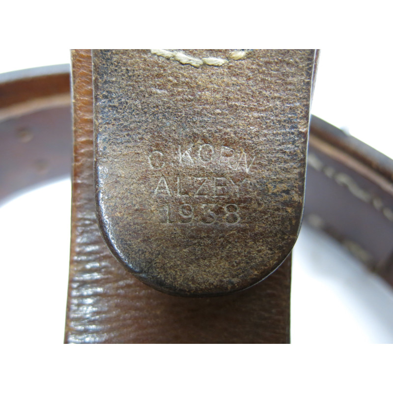 Ceinturon cuir Allemand original 1938 crochet alu ref 123