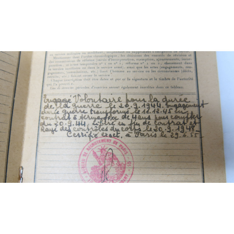 Livret individuel militaire Francais LE PAGE Roger 