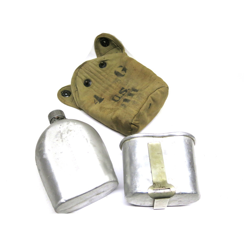 Gourde originale US 1918 complète avec quart et housse ref 753 
