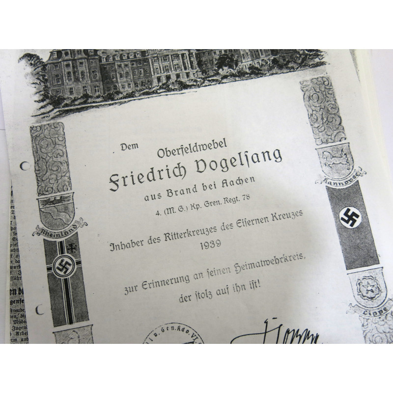 3 Photos dédicacées  Ritterkreuz 1942 soldat Vogelsang   ref  120 