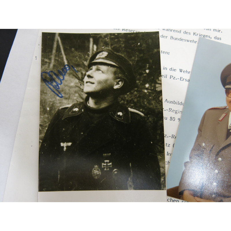 2 Photos Panzer division dédicacées  Ritterkreuz  soldat Ludwig Bauer    ref  126