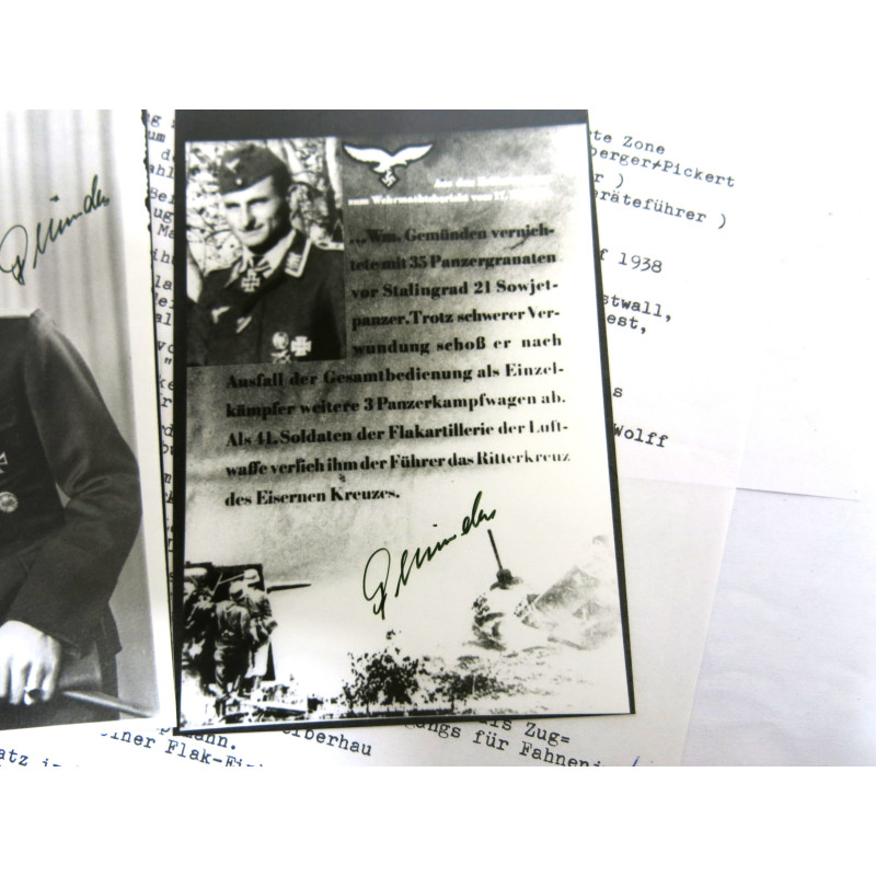 2 Photos Luft dédicacées  Ritterkreuz  soldat Otto Gemunden    ref  127