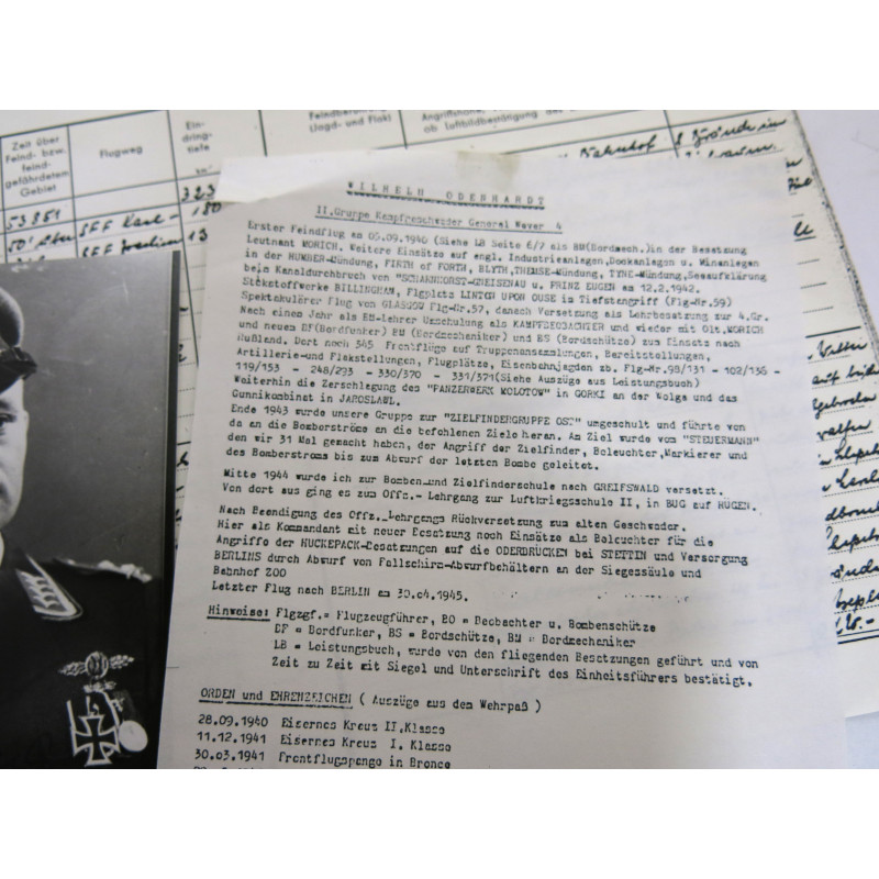 1 Photo Luft dédicacée  Ritterkreuz  soldat Wilhelm Odenhardt     ref  128