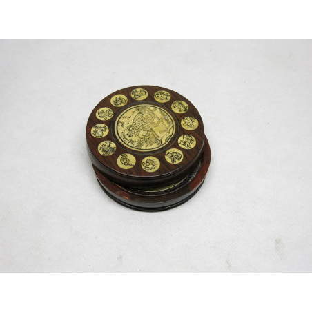 Boussole astrologique bois et os  asiatique ref 632 