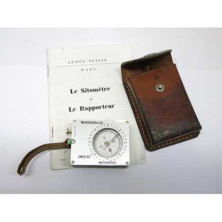 Sitometre boussole Armée Suisse avec etui cuir ref 236