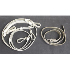 Ensemble ceinture et deux bretelles (baudrier) en cuir blanc militaire