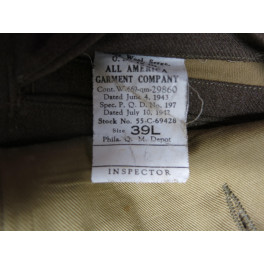 Coat wool serge OD 1943  Veste  US  ref 489