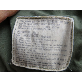 Veste tropicale coton  originale 1968 rip stop US Vietnam ref  666
