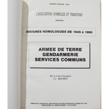 Livre Symboles et traditions - Armée de Terre, Gendarmerie, services communs de 1945 à 1990
