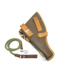 Superbe etui cuir revolver Nagant avec baguette et dragonne ref 55 