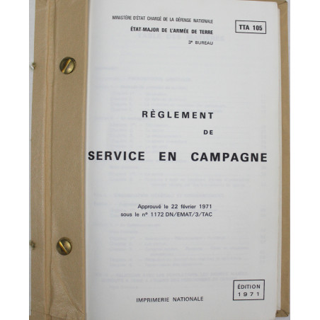 Livret Règlement de service en campagne - TTA 105 - 1971