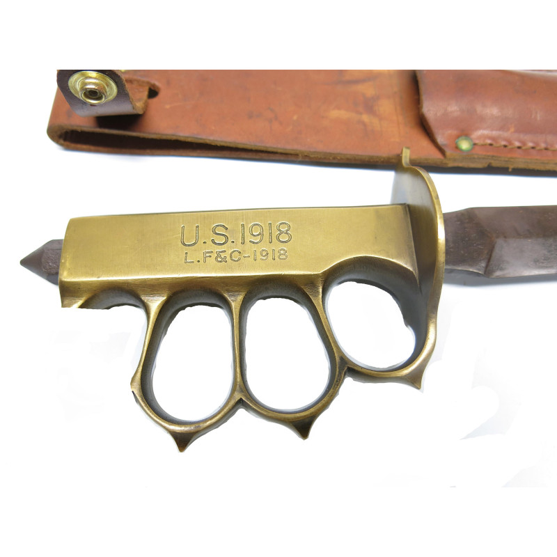 Superbe poignard US 1918 avec fourreau cuir  Camillus ref 99   repro 