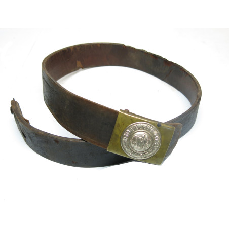 Boucle Prussienne originale avec ceinturon cuir Allemand daté 1915 ref 147