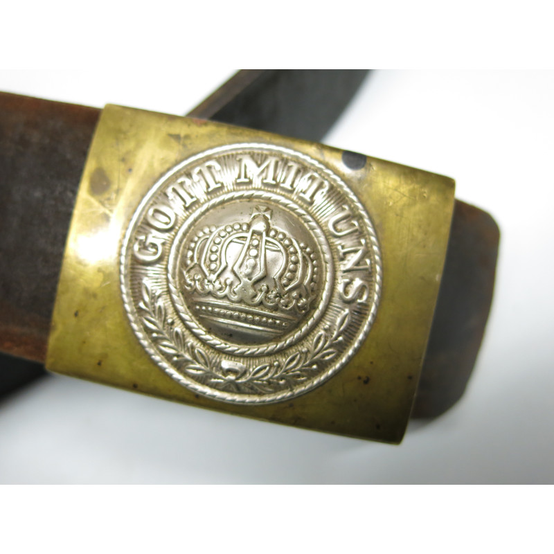 Boucle Prussienne originale avec ceinturon cuir Allemand daté 1915 ref 147