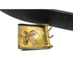 Boucle Prussienne originale avec ceinturon cuir Allemand daté 1915 ref 147