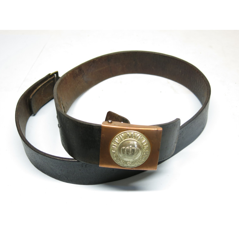 Boucle Prussienne originale avec ceinturon cuir Allemand daté 1915 ref 220