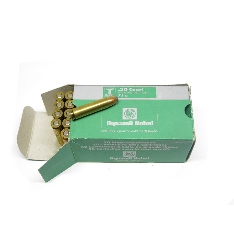 Boite de 50 cartouches RWS calibre 30 short 7.62 x 31.5 pour carabine USM1     box 225